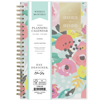 2025-2026 Day Designer for Blue Sky Secret Garden Mint 5 x 8 Academic Year Weekly & Monthly Planne