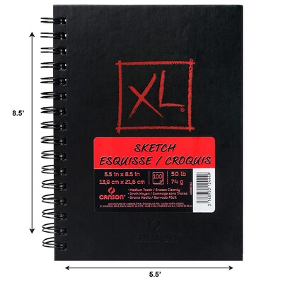 Canson XL Series 5.5" x 8.5" Wire Bound Sketch Book, 100 Sheets/Book (MCXC400085765)