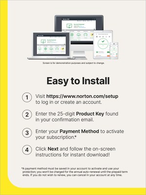 Norton 360 Standard for 1 Device, Windows/Mac/Android/iOS, Product Key Card (21392075)