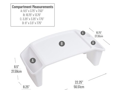 Mind Reader 10.75" x 22.25" Plastic Kids' Lap Desk Activity Tray, White (KIDLAP-WHT)