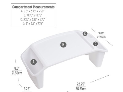 Mind Reader Sprout Collection 22.25" x 10.75" Plastic Kids' Lap Desk, White (KIDLAP-WHT)