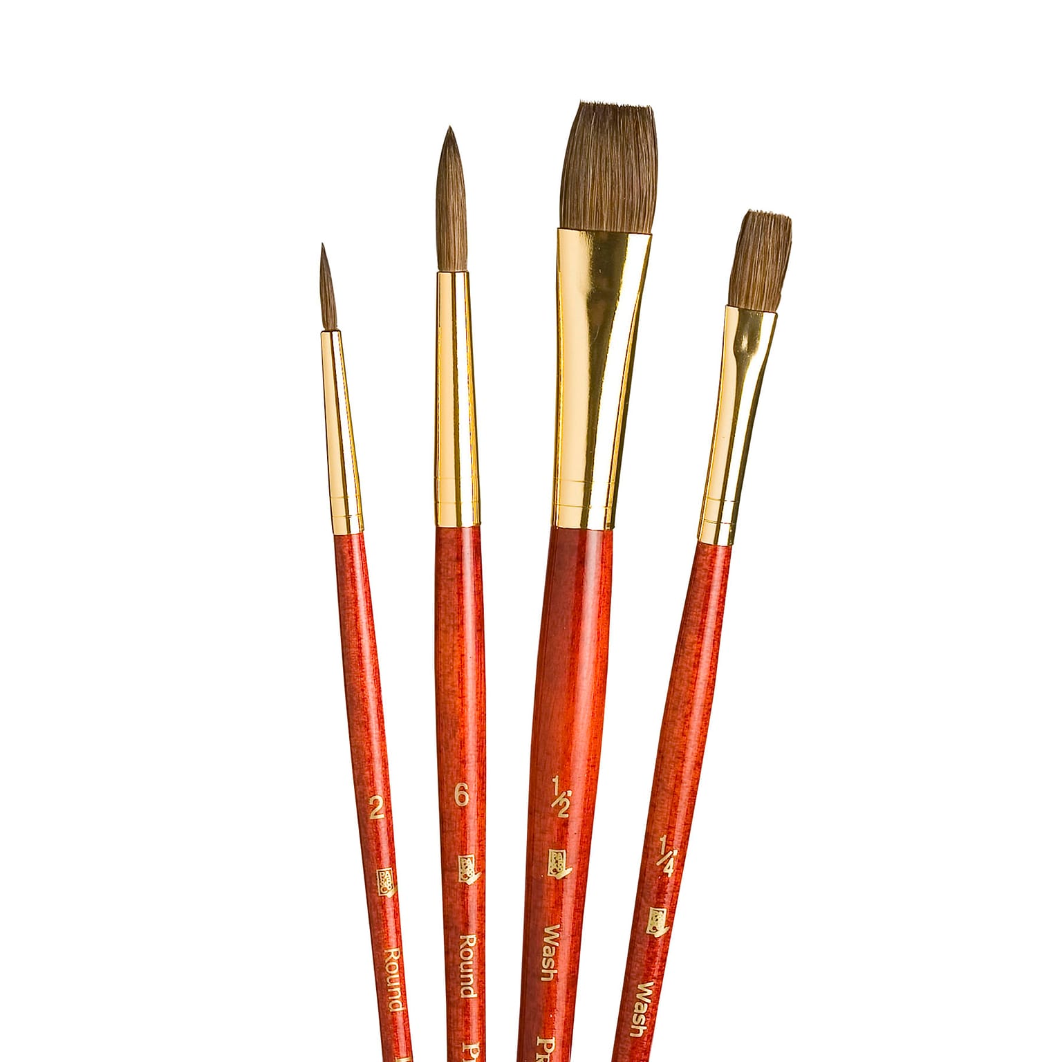 Princeton RealValue Mixed Media Synthetic Variety Brush Set, Red, 4/Set, 3 Sets/Bundle (PBXPR9121-3)