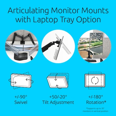 Kensington SmartFit Premium Heavy Duty Dual Monitor Arm with Laptop Tray, UP to 49", Black (K58274NA)