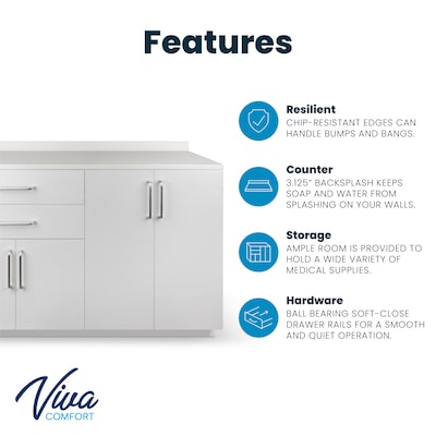 Viva Comfort 36.32"H x 48"W Exam Room Medical Cabinet, 4-Doors, 2-Drawers, Gray (ADI902-B-48-N-GRY)