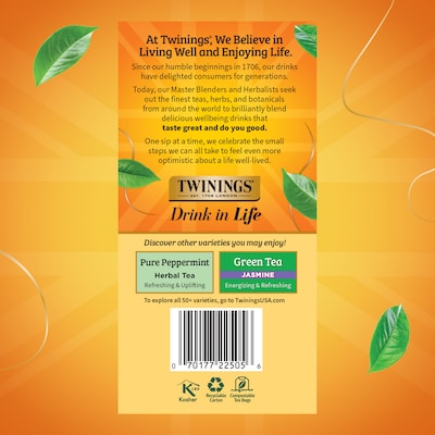 Twinings Caffeine Free Lemon & Ginger Herbal Tea Bags, 50/Box (TNA53653)