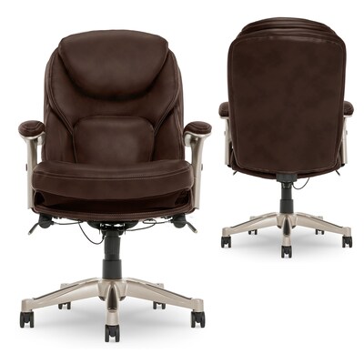 Serta Works Ergonomic Faux Leather Swivel Executive Chair with Back in Motion Technology, Chestnut (44186B)