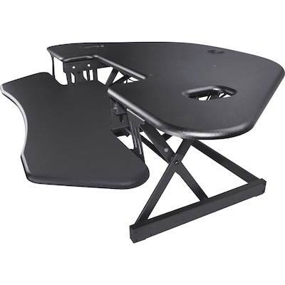 Lorell Active Office Adjustable Corner Monitor Riser Stand, Up to 47 Monitor, Black (LLR82014)