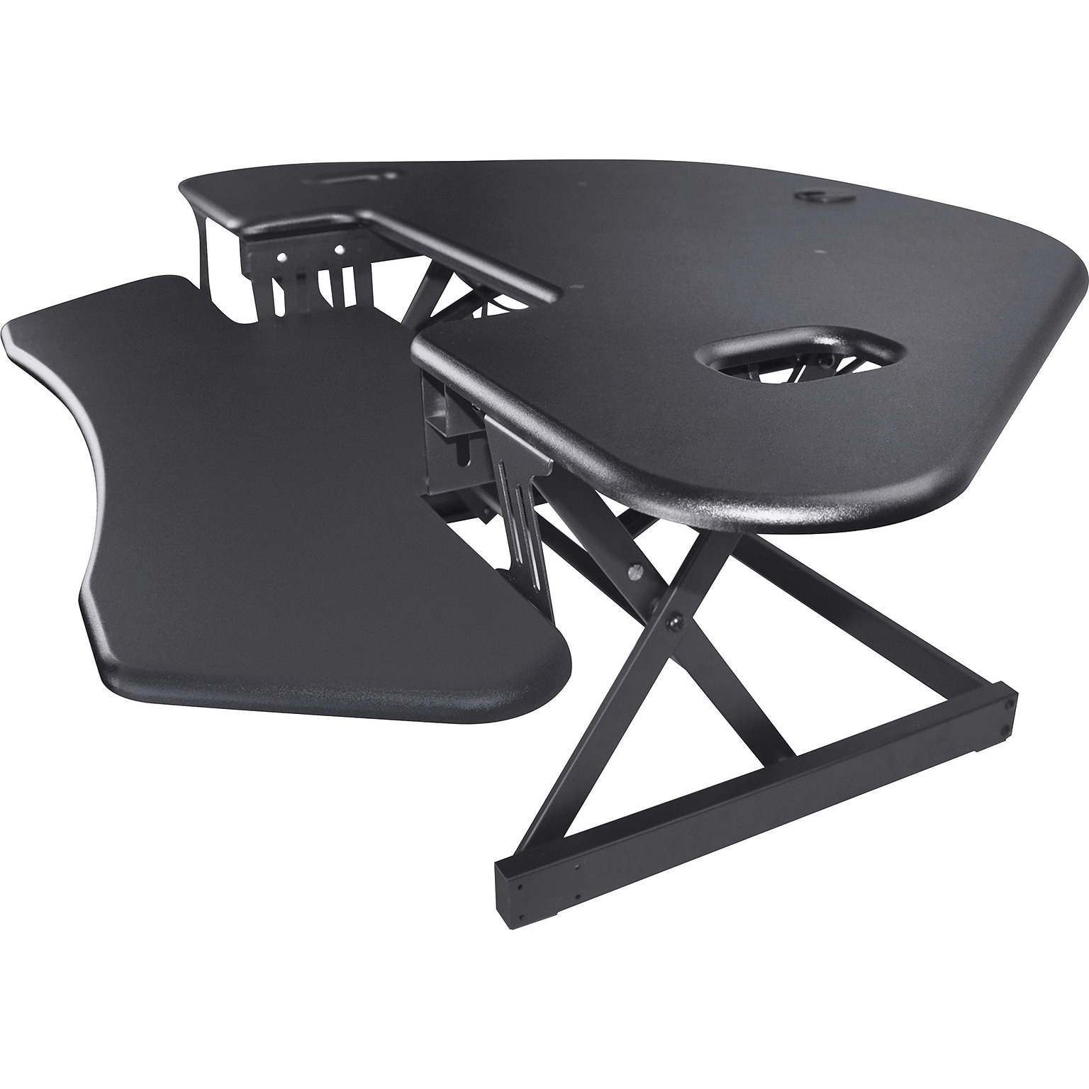 Lorell Active Office Adjustable Corner Monitor Riser Stand, Up to 47 Monitor, Black (LLR82014)