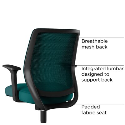 Staples Essentials Ergonomic Fabric Swivel Task Chair, Teal (UN60410)