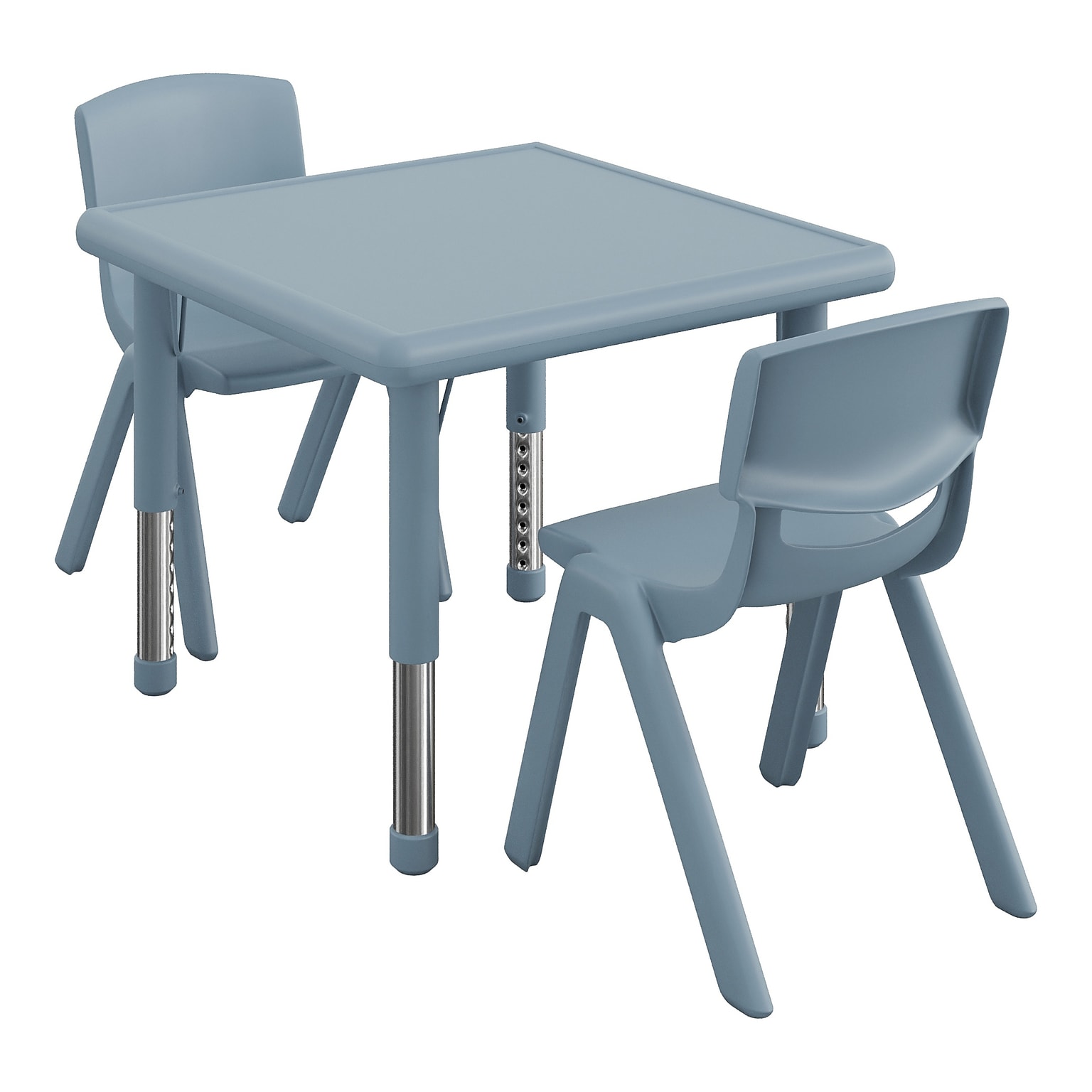 Flash Furniture Emmy Square Activity Table Set, 24 x 24, Height Adjustable, Dusty Blue (YCX232SQRTBDTBR)