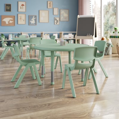 Flash Furniture Emmy 33 Round Activity Table Set, Height Adjustable, Sage (YCX73RNDTBSGEE)