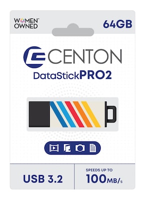 Centon DataStick Pro2 64GB USB 3.2 Type A Flash Drive, Five Stripes (C1U3T298A64G.25)