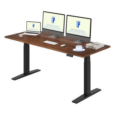 FlexiSpot E7 Commercial 72W Electric Rectangular Adjustable Standing Desk, Black Walnut/Black (E7B