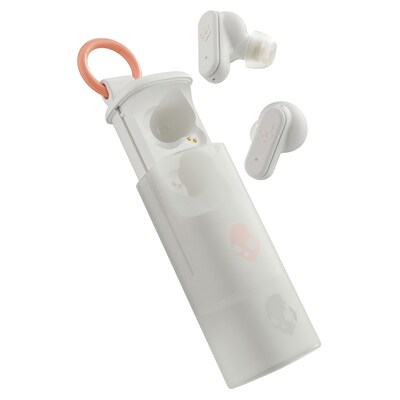 Skullcandy Dime Evo True Wireless Noise-Isolating Earbuds, Bluetooth, Bone/Orange Glow (S2DTW-S951)