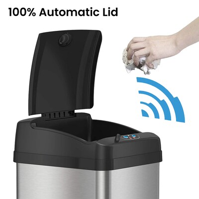 iTouchless Stainless Steel Sensor Trash Can with Wide Lid Opening and AbsorbX Odor Control System, 1