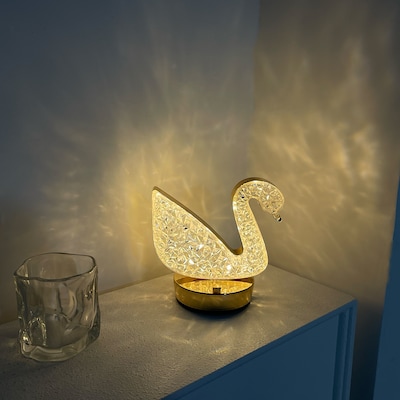 Tech Mod LED Swan Crystal Lamp