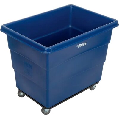 Global Industrial Plastic Bulk Box Truck, 16 Bushel, Steel Chassis Base Blue (800315)