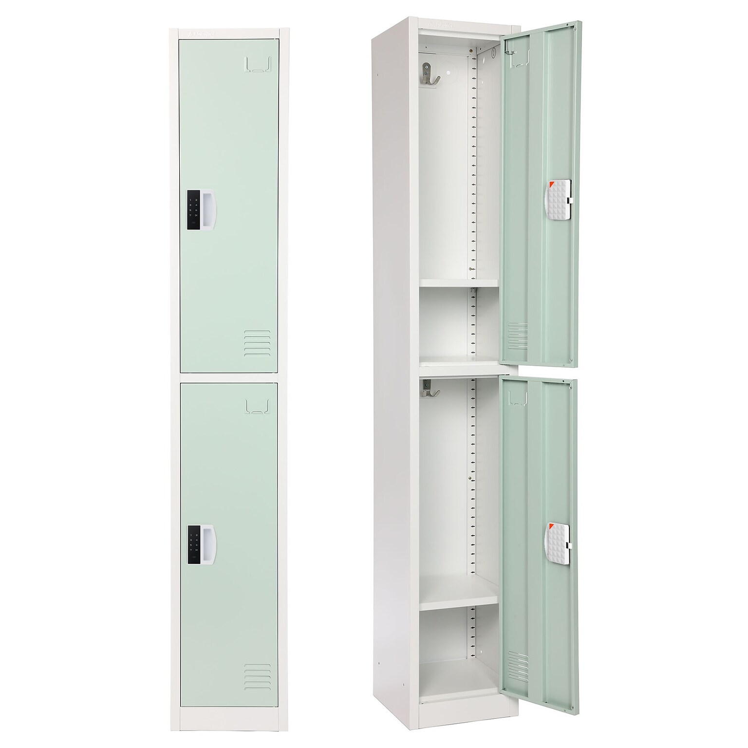 AdirOffice 72H 2-Tier Misty Green Storage Locker (ADI629-202-MGRN-DL)