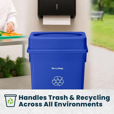 Alpine Industries Polypropylene Recycling Bin, 23 Gallon, Blue (477-R-BLU-PKG1)