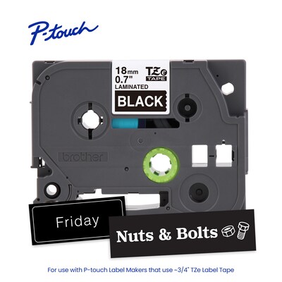 Brother P-touch TZe-345 Laminated Label Tape, 3/4" x 26.2', White on Black