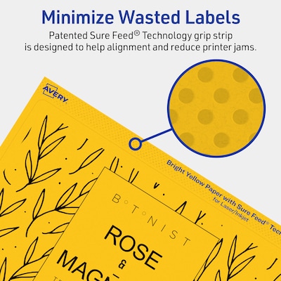 Avery Rectangle Laser/Inkjet Multipurpose Labels, 5" x 8-1/8", Bright Yellow (80/Box)