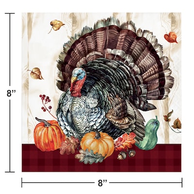 Creative Converting Timeless Turkey Thanksgiving Paper Dinner Napkins, 48/Pack (DTC371782DNAP)