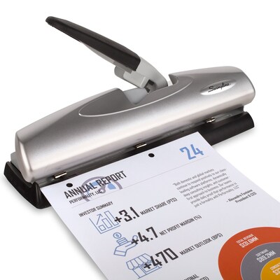 Swingline® LightTouch® High Capacity Desktop 2-7 Hole Punch, Low Force, 20 Sheet Capacity, Black/Silver (A7074030)