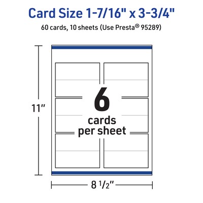 Avery Integrated Cards, 1-7/16" x 3.75", Glossy White, 60/Pack (95289)