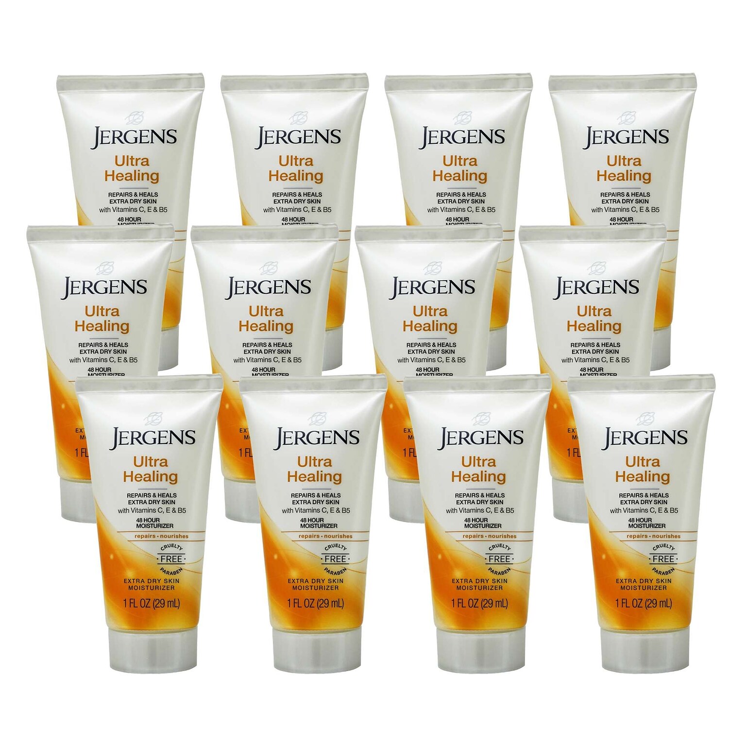 Jergens Ultra Healing Lotion for Extra Dry Skin, 2 oz Travel Size Bottle, 12 Bottles/Bag, 12 Bags/Carton