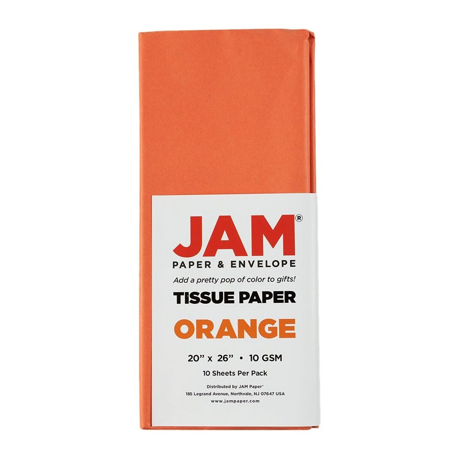JAM Paper 20 x 26 Tissue Paper, Orange, 20 Sheets/Pack (1152361A)