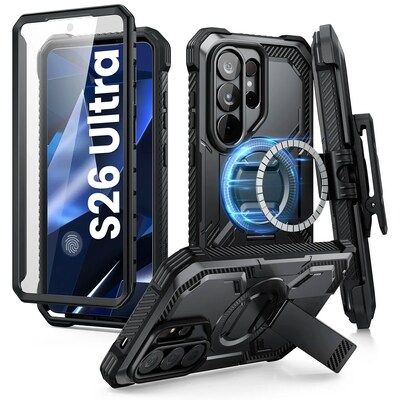 i-Blason Armorbox Rugged Phone Case with for Galaxy S26 Ultra, Shock Absorbing, Black