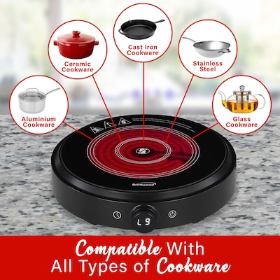 Brentwood Select 1300-Watt Countertop Infrared Single Burner, Black (TS-383DBK)