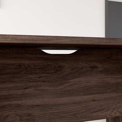 Bush Business Furniture 120W x 48D Boat Shaped Conference Table with Wood Base, Black Walnut (99TB12048BWK)