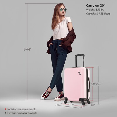 DUKAP Discovery 20" Hardside Suitcase, 4-Wheeled Spinner, TSA Checkpoint Friendly, Pink (DKDIS00S-PNK)