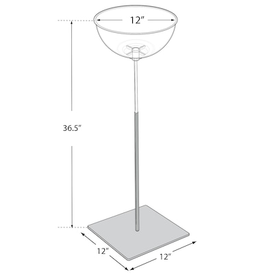 Azar 12" Bowl Floor Display, Silver/Clear (700972)
