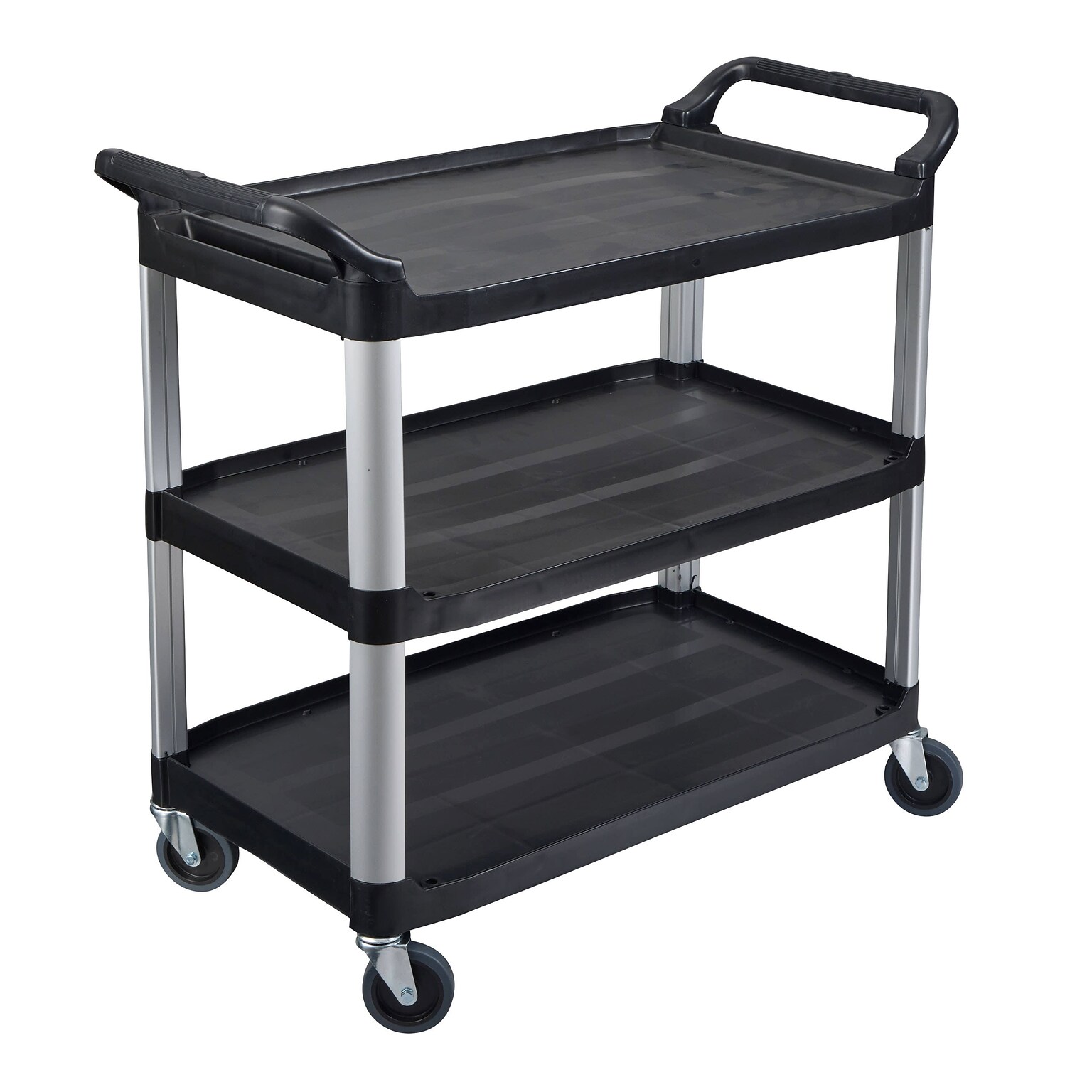Luxor 3-Shelf Serving Cart with Swivel Wheels, Black/Aluminum (SC13-B)