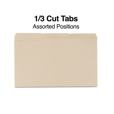 Staples 30% Recycled File Folders, 1/3-Cut Tab, Legal, Manila, 100/Box (ST56680-CC)
