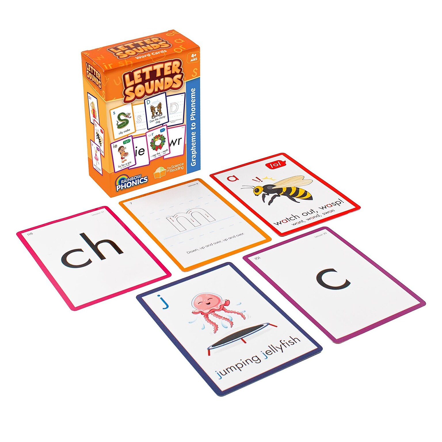 Junior Learning Rainbow Phonics Letter Sound Cards, Graphene to Phoneme (JRLRP104)