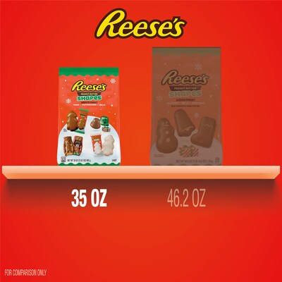 REESE'S Christmas Shapes Peanut Butter Chocolate Pieces, Assorted Flavors, 35 oz. (HEC95345)