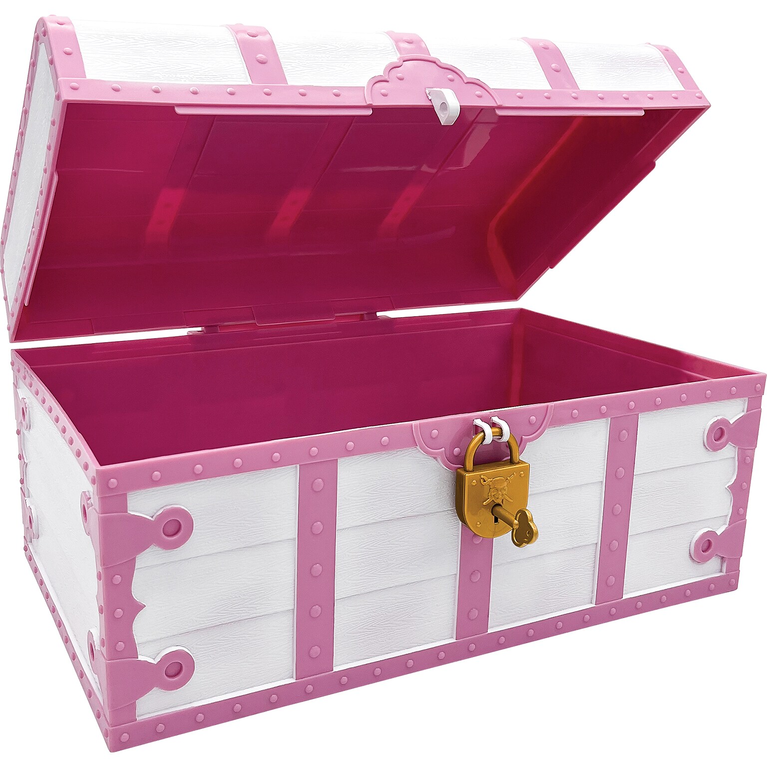 Teacher Created Resources Treasure Chest with Lock & Key, Pink & White (TCR6055)