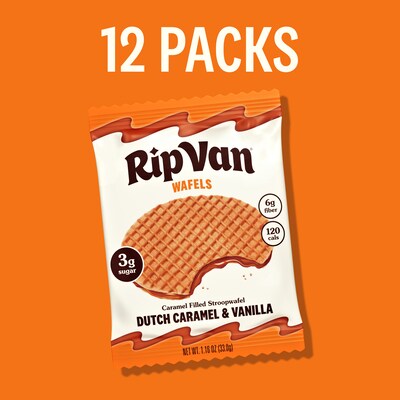 Rip Van Wafels Dutch Caramel and Vanilla Stroopwafels, 1.16 oz., 12 Packs/Box, 12/Box (RVW00334)