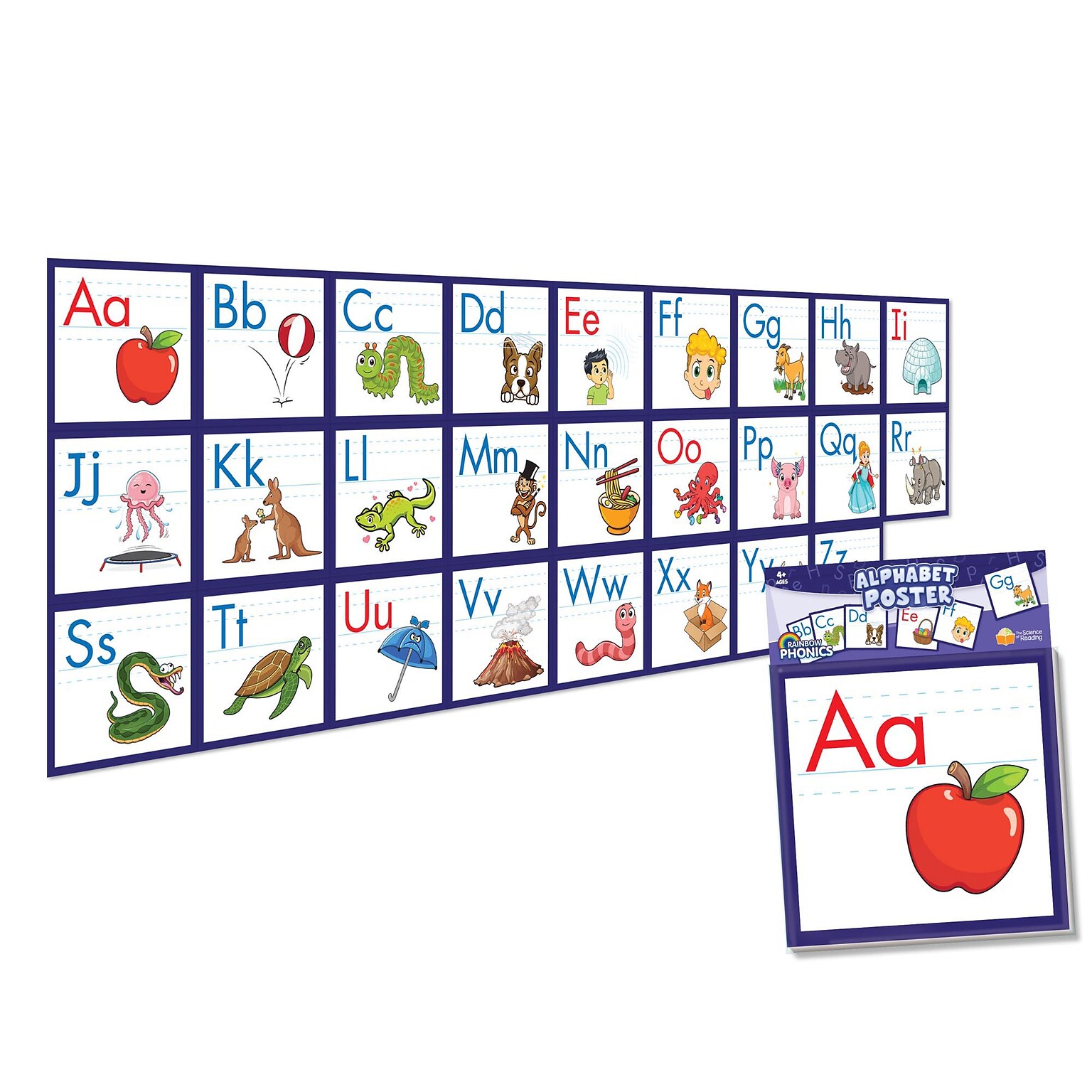 Junior Learning 8.23 x 8.23 Rainbow Phonics Alphabet Poster, 26/Pack (JRLRP113)