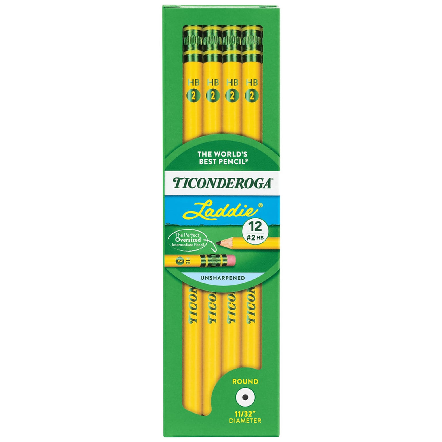 Ticonderoga Laddie Wooden Pencil, #2 Soft Lead, Dozen (X13304X)