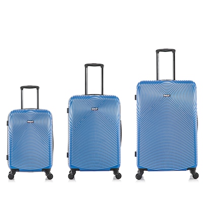 DUKAP INCEPTION 3-Piece Hardside Spinner Carry-On Luggage Set, TSA Checkpoint Friendly, Blue (DKINCSML-BLU)