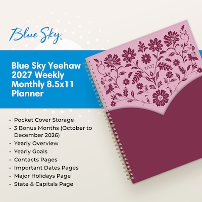 2027 Blue Sky 8.5" x 11" Weekly & Monthly Planner, Red (160256)