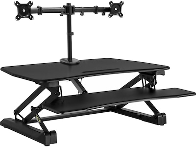 Mount-It! 35W Electric Adjustable Standing Desk Converter with Dual Monitor Mount and USB Charging