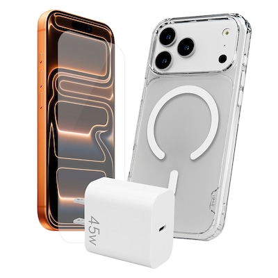 TUFF8 3-Piece Basic Protection Starter Bundle for iPhone 18 Pro Max, Clear/White (BND45WIP1804)