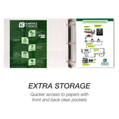 Samsill Earth's Choice Plant-Based Durable 2" View Binder,3-Ring , Made in USA, White (18967)