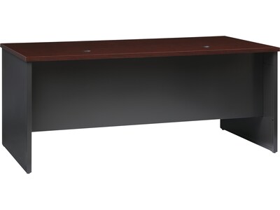 Hirsh 72"W Double-Pedestal Desk, Charcoal/Mahogany (20532)