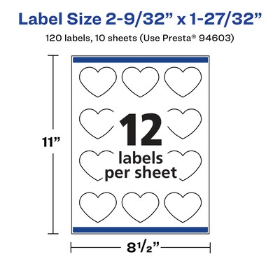 Avery Laser/Inkjet Multipurpose Labels, 1.8438" x 2.2813", Glossy Clear, 120/Pack (94603)